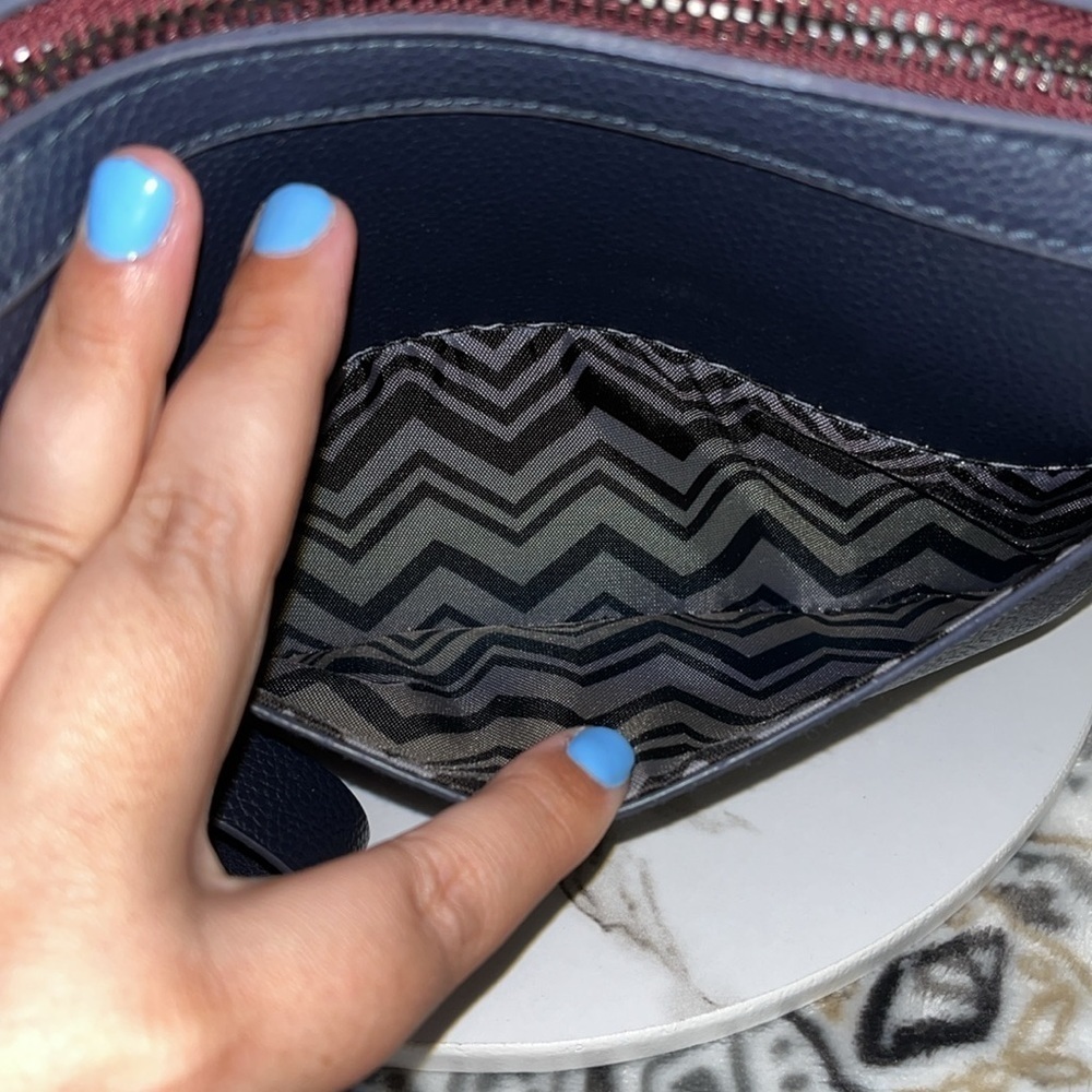 NWOT Missoni Women’s Blue Leather Cosmetic Travel Pouch Wristlet Bag - Picture 5 of 9